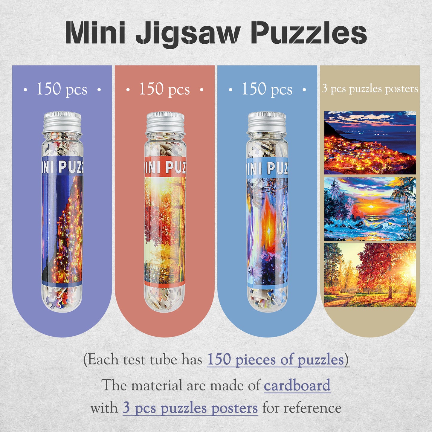 Jigsaw Puzzles Mini Size Sunset Woods 3 Pack 150 Pieces Puzzles for Adult 6 x 4 Inches