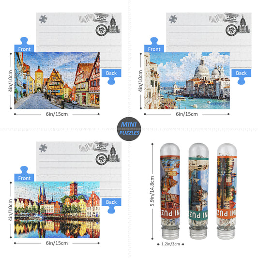 Mini Size 3 Pack 150 Pieces Puzzles for Adults European Landmarks Italy Germany 6 x 4 Inches