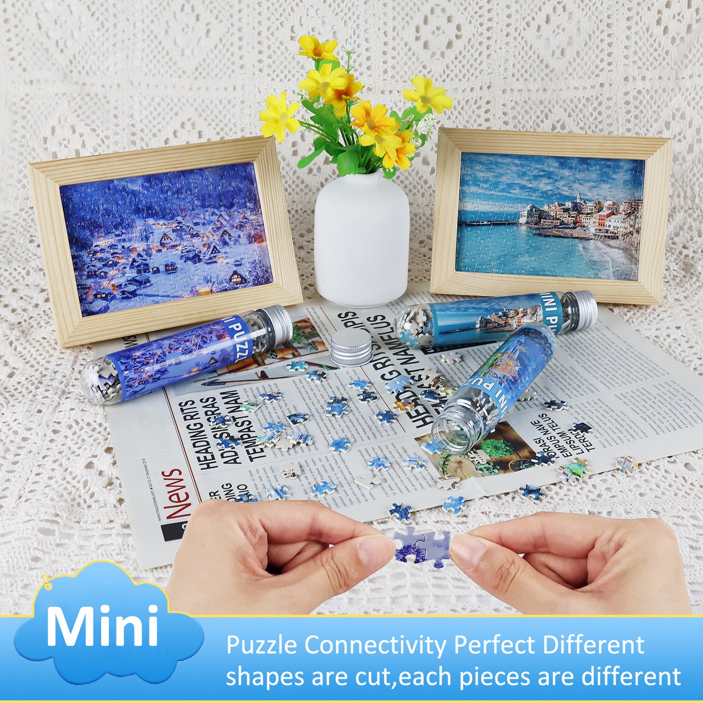 MISITU Mini Puzzle - Snow and Beach - 3 Pack of 150 Pieces Puzzles for Adult 6 x 4 Inches