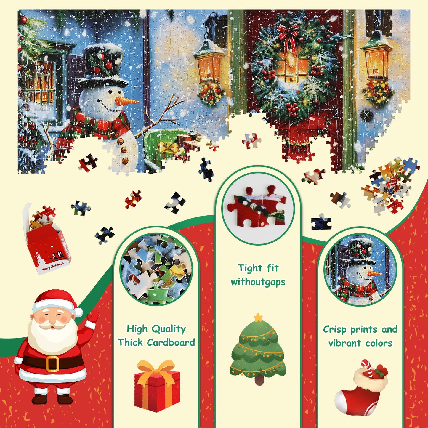 MISITU Jigsaw Puzzles Christmas Advent Calendar 2024 Family Game 28 x 20 Inches