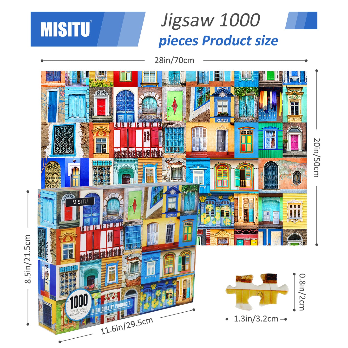 Jigsaw Puzzles 1000 Pieces Doors Windows of World Puzzles for Adults 28 x 20 Inches