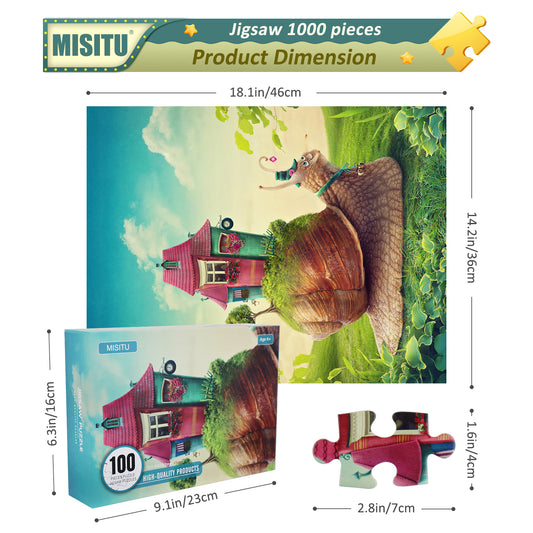 MISITU Jigsaw Puzzles Big Puzzle Piece for Beginner Cartoon Snail House 100 Pieces Puzzles 18 x 14 Inches
