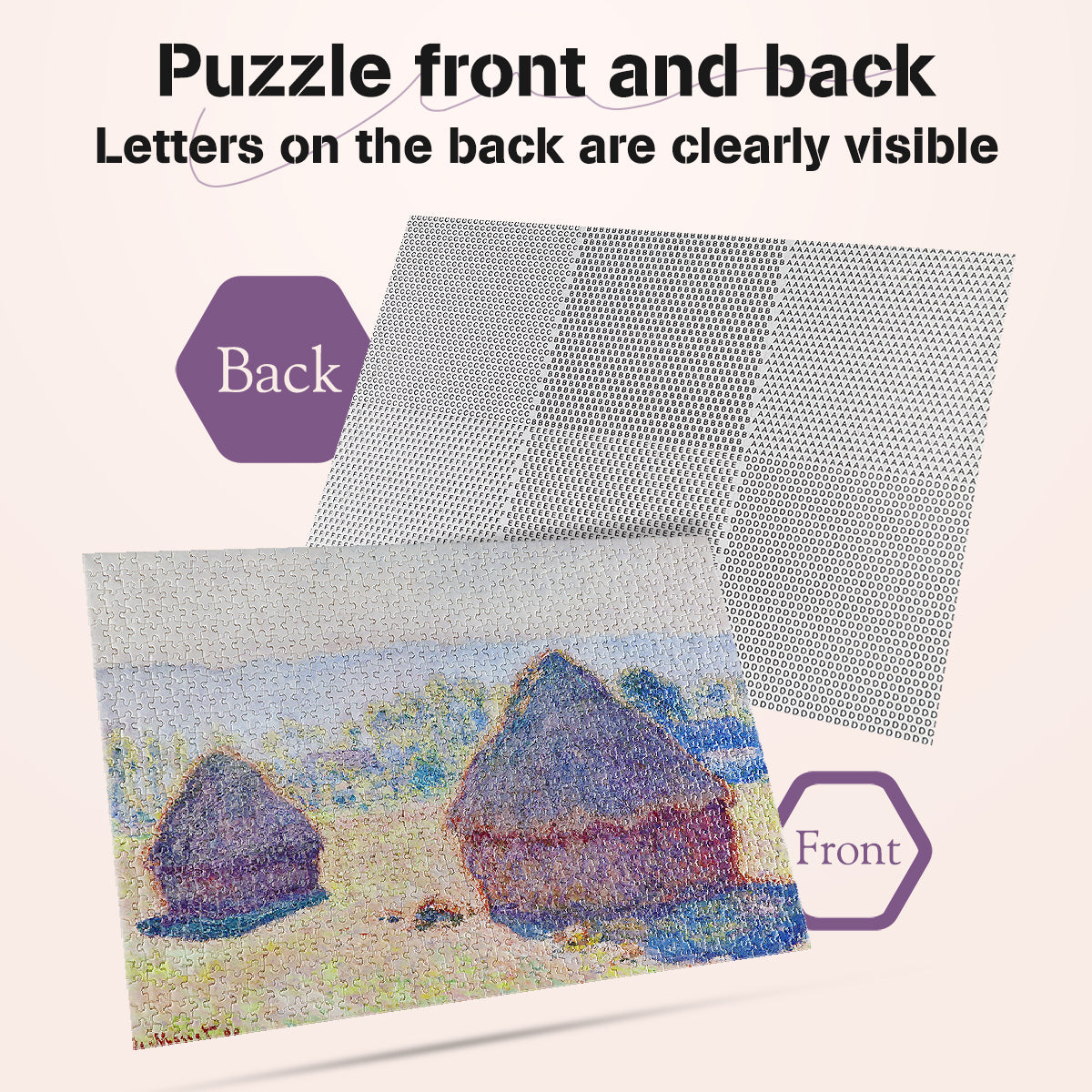 Mini Jigsaw Puzzles 1000 Pieces Monet Oil Painting Puzzle - Grainstacks - Puzzle Decor 38x26cm