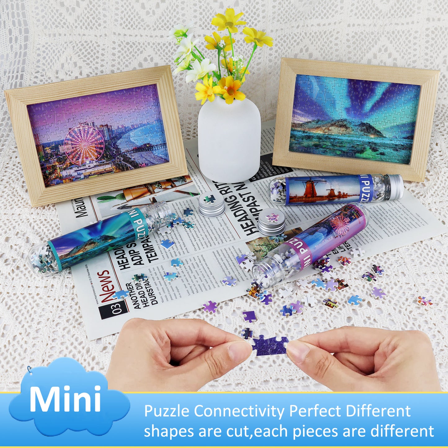 MISITU Puzzle Mini Size 3 Pack 150 Pieces Puzzles for Adults 6 x 4 Inches