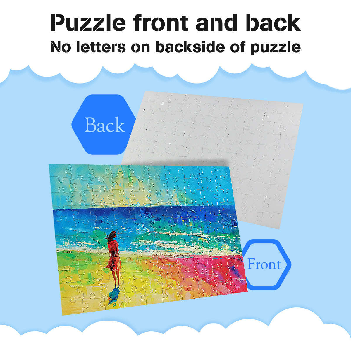 MISITU Jigsaw Puzzles 100 Pieces - Girl, Sunset and Beach -Puzzle for Children and Adults