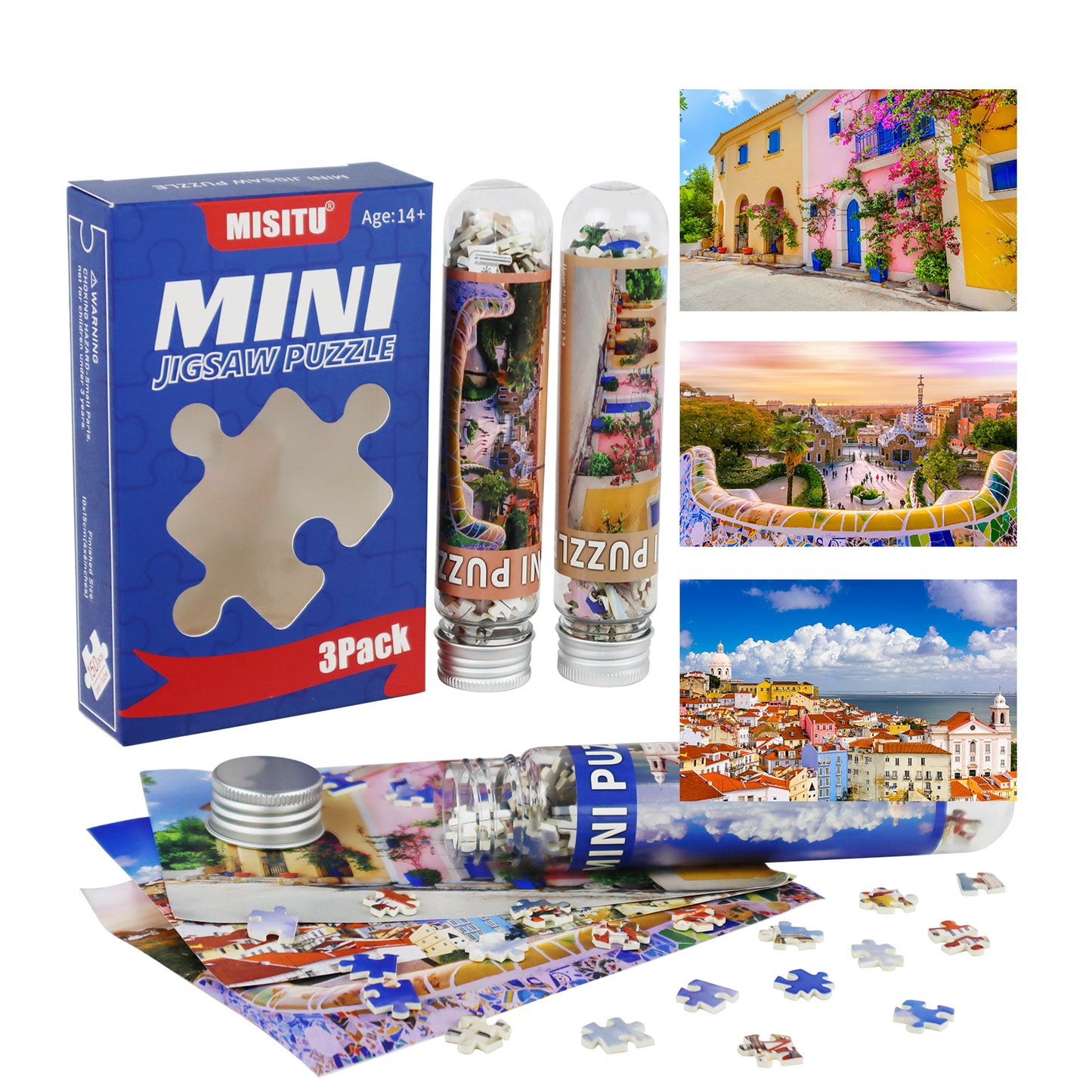 Jigsaw Puzzles Mini Size City View 3 Pack 150 Pieces Puzzles for Adult 6 x 4 Inches