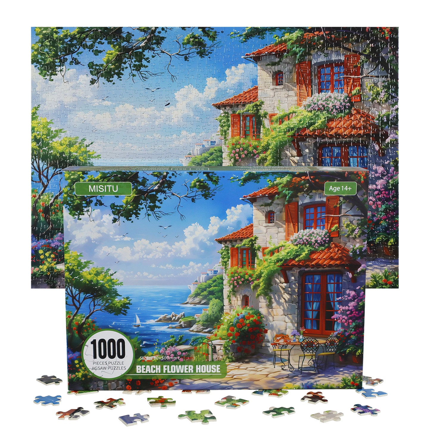 Beach House Puzzles 1000 Pieces Jigsaw Puzzles Challenge for Adults Home Decoration