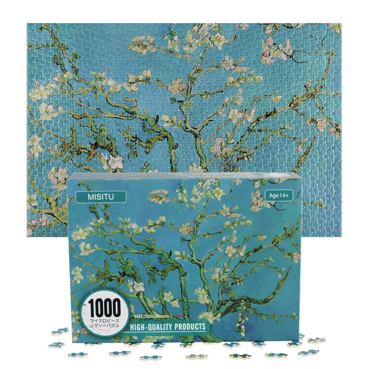 Mini Jigsaw Puzzles 1000 Pieces Monet Oil Painting Puzzle - Almond Blossom - Puzzle Decor 38x26cm