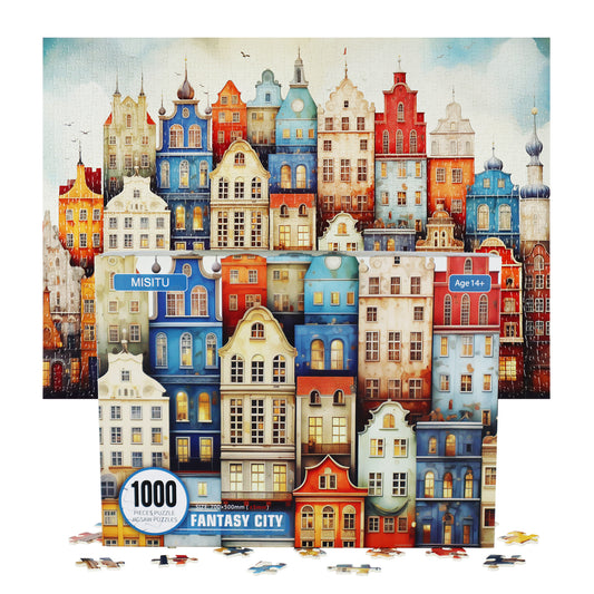 Jigsaw Puzzles 1000 Pieces Fantasy City Puzzles Challenge for Adults