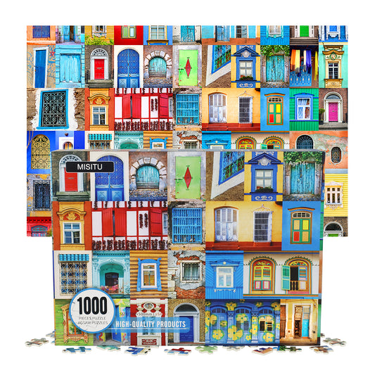 Jigsaw Puzzles 1000 Pieces Doors Windows of World Puzzles for Adults 28 x 20 Inches