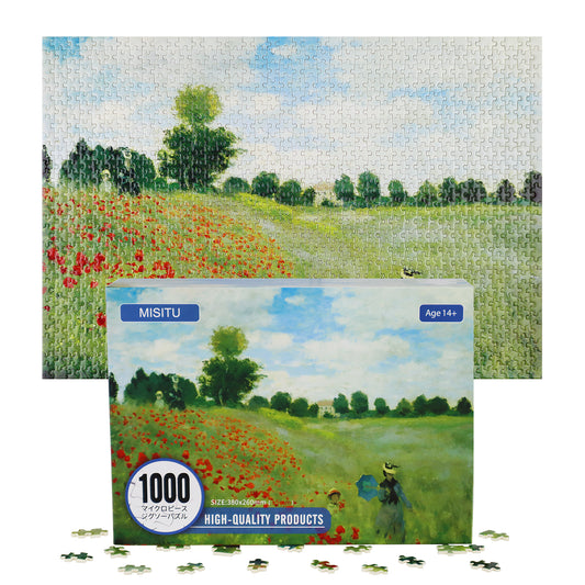 Mini Jigsaw Puzzles 1000 Pieces Monet Oil Painting Puzzle - Coquelicots - Puzzle Decor 38x26cm