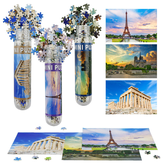 Mini Size 3 Pack 150 Pieces Puzzles European Landmarks for Adult 6 x 4 Inches