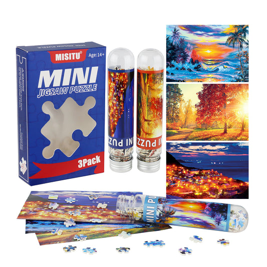 Jigsaw Puzzles Mini Size Sunset Woods 3 Pack 150 Pieces Puzzles for Adult 6 x 4 Inches