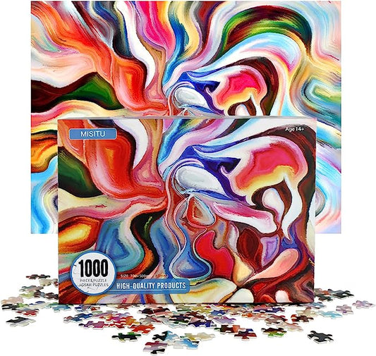 MISITU Puzzle Abstract Colorful Strips Jigsaw Puzzles 1000 Pieces Puzzles for Adults 28 x 20 Inches