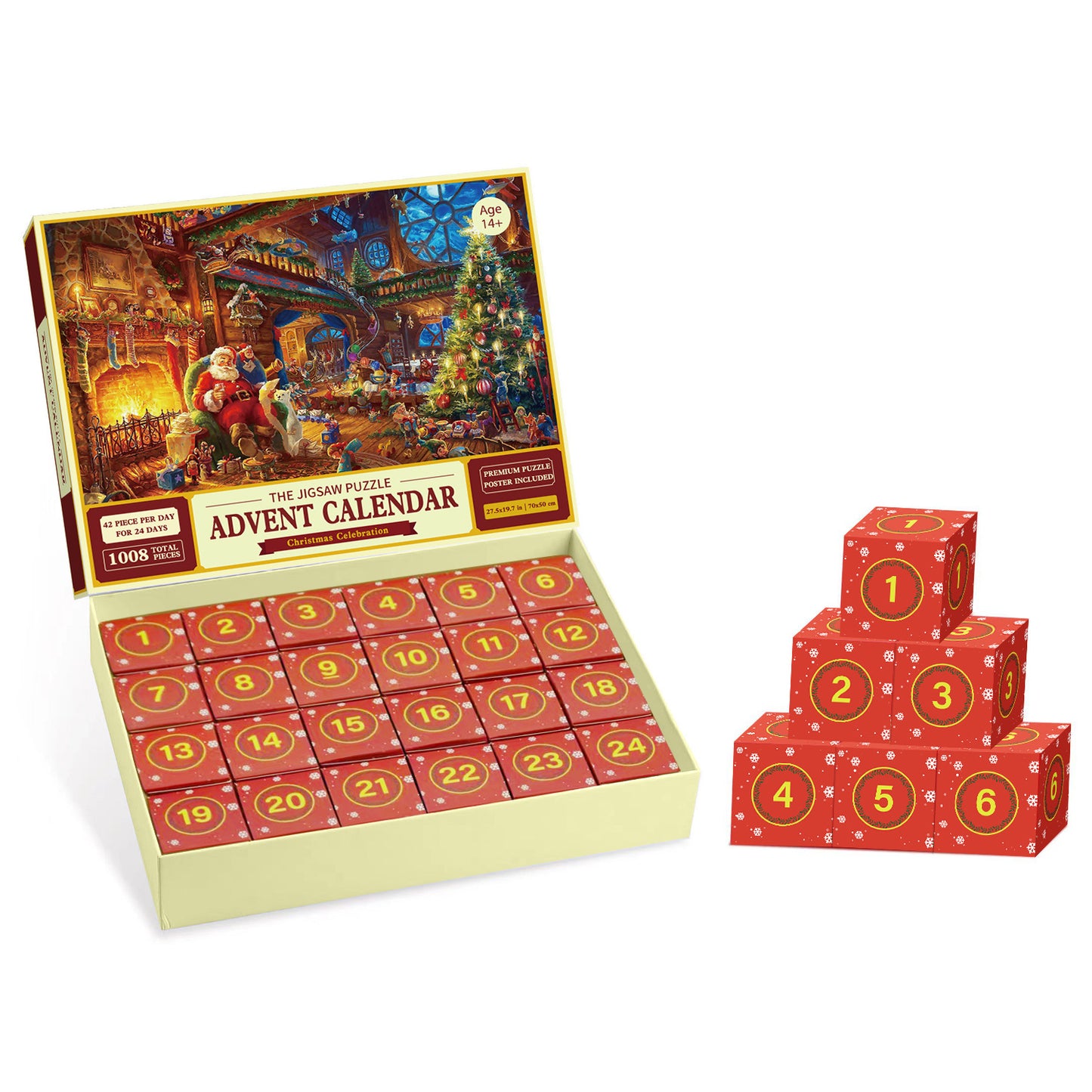 MISITU Jigsaw Puzzles Christmas Advent Calendar 1008 Pieces Puzzles 28 x 20 Inches