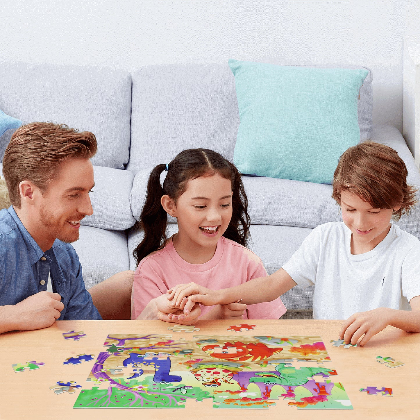 MISITU Jigsaw Puzzles for Children Cartoon Dinosaurs 100 Pieces Puzzles 18 x 14 Inches