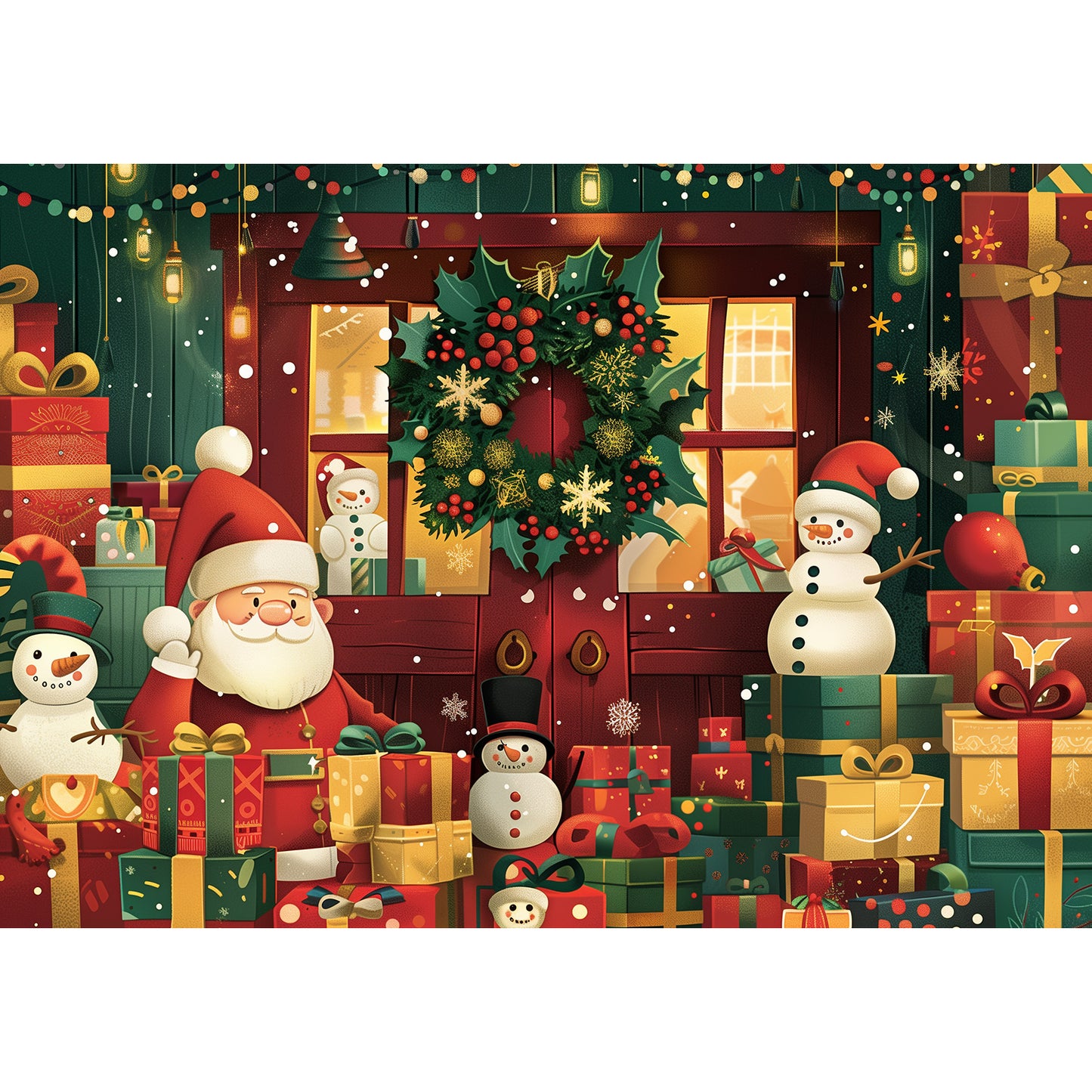 MISITU Jigsaw Puzzles 100 Pieces for Christmas - Santa and Snowmen