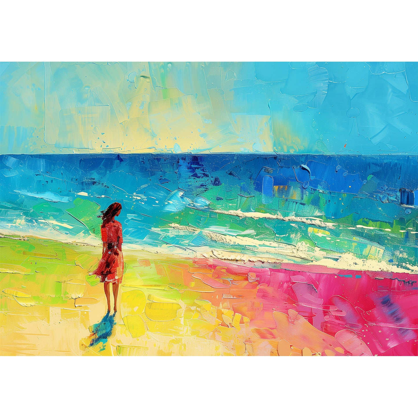 MISITU Jigsaw Puzzles 100 Pieces - Girl, Sunset and Beach -Puzzle for Children and Adults