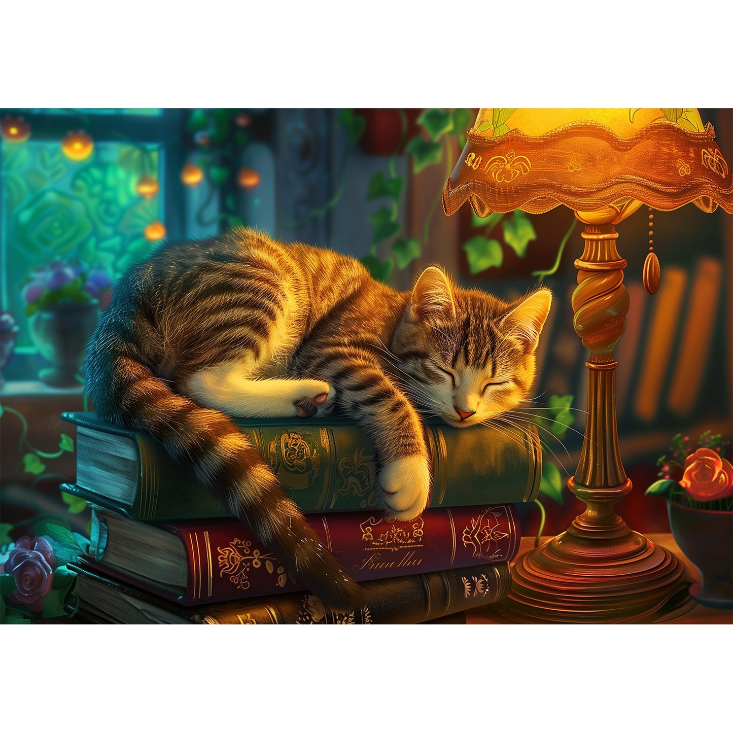 MISITU Jigsaw Puzzles 100 Pieces - Sleepy Kitten - Puzzle for Children and Adults