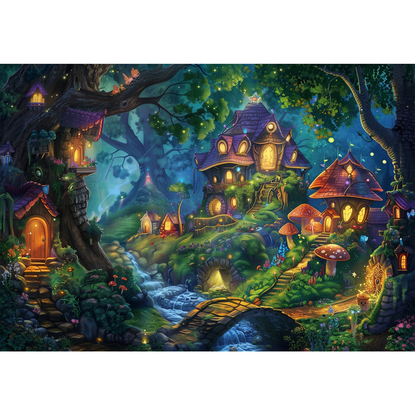 MISITU Jigsaw Puzzles 100 Pieces - Fantasy Woods -Puzzle for Children and Adults