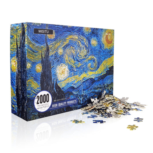 Large Jigsaw Puzzles 2000 Pieces Van Gogh Starry Night Oil Painting Theme Puzzle