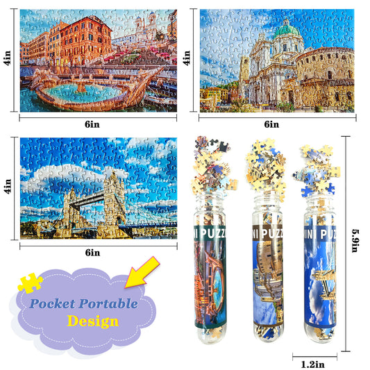 Mini Size 3 Pack 150 Pieces Puzzles Italy Landmarks Puzzle for Adult 6 x 4 Inches