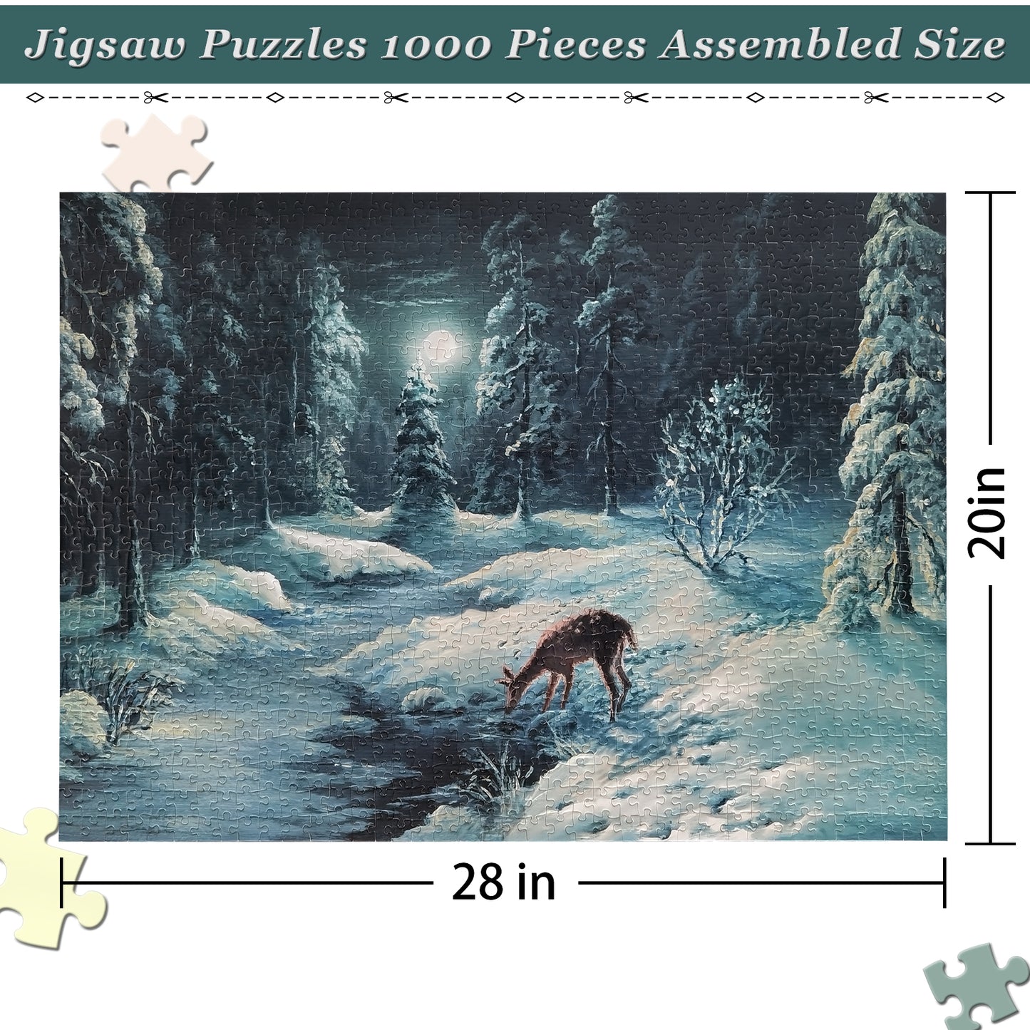 Difficult Jigsaw Puzzles 1000 Pieces Deer Forest Puzzles for Christmas Gift