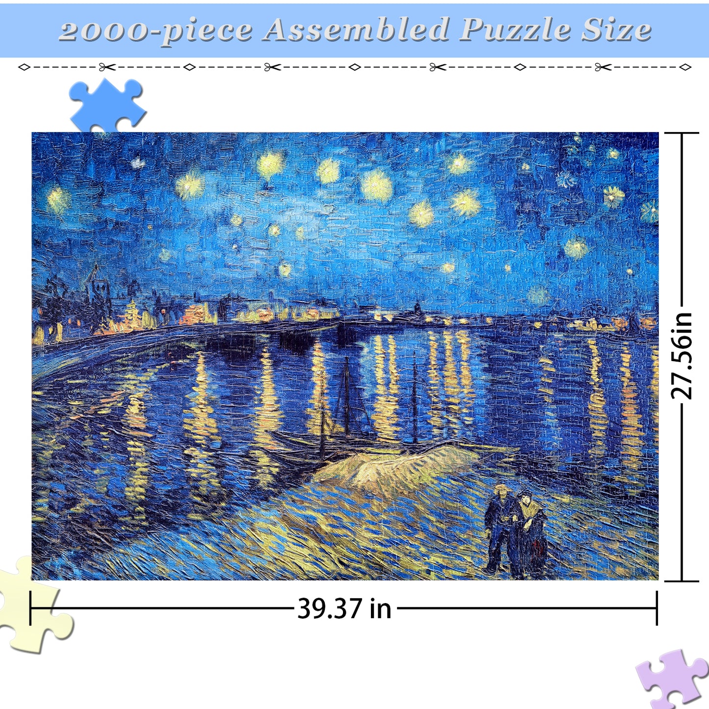 Large Jigsaw Puzzles 2000 Pieces Starry Night Over The Rhone Oil Painting Artwork Puzzle