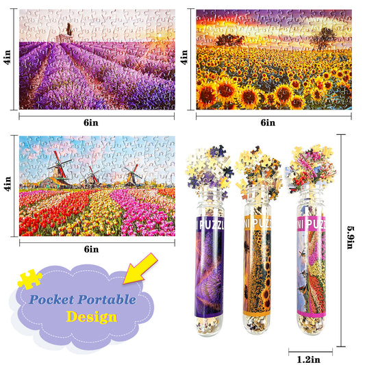 Mini Size 3 Pack 150 Pieces Puzzles Lavender Flower Theme Puzzle for Adult 6 x 4 Inches