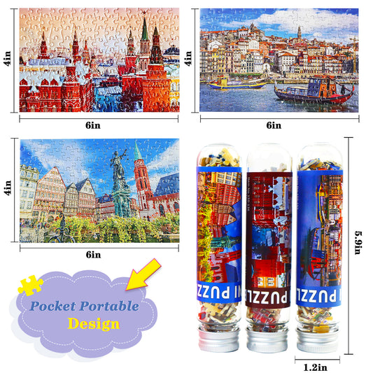Mini Size 3 Pack 150 Pieces Puzzles Moscow Landmarks for Adult 6 x 4 Inches