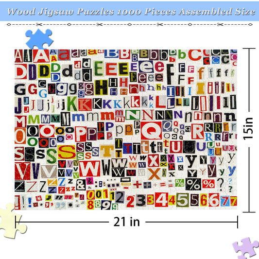 1000 Pieces Alphabet Numbers Jigsaw Puzzles Wooden Jigsaw Puzzle Birthday Gifts