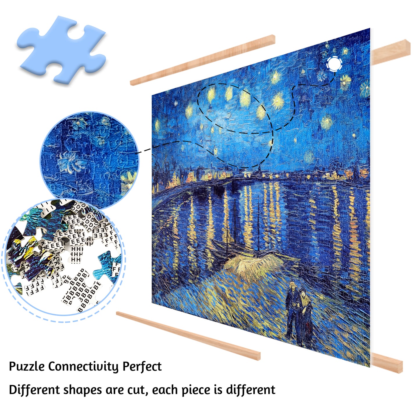 Large Jigsaw Puzzles 2000 Pieces Starry Night Over The Rhone Oil Painting Artwork Puzzle