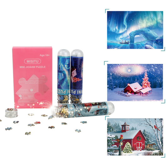Mini Size Christmas Theme 3 Pack 150 Pieces Puzzles for Adult 6 x 4 Inches