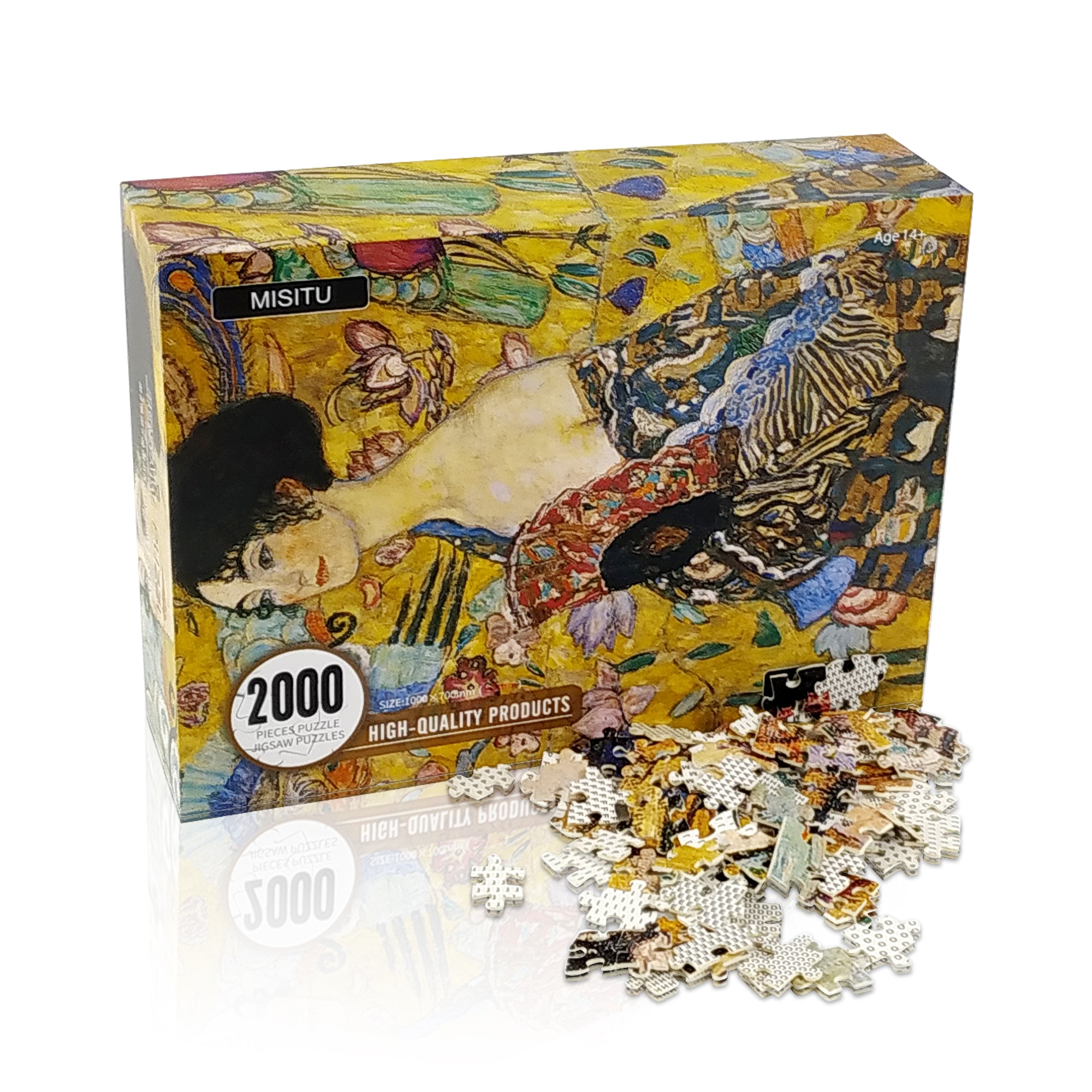 Large Jigsaw Puzzles 2000 Pieces Lady with Fan Klimt Oil Painting Artwork  Puzzle